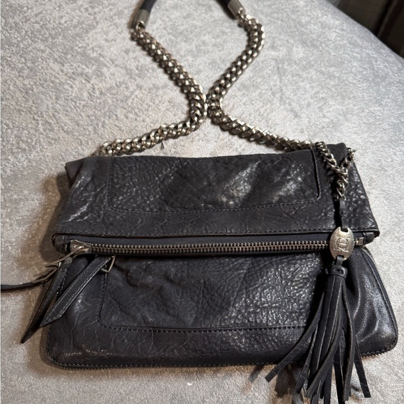Olivia Harris Charcoal Leather Crossbody Bag - Picture 1 of 11